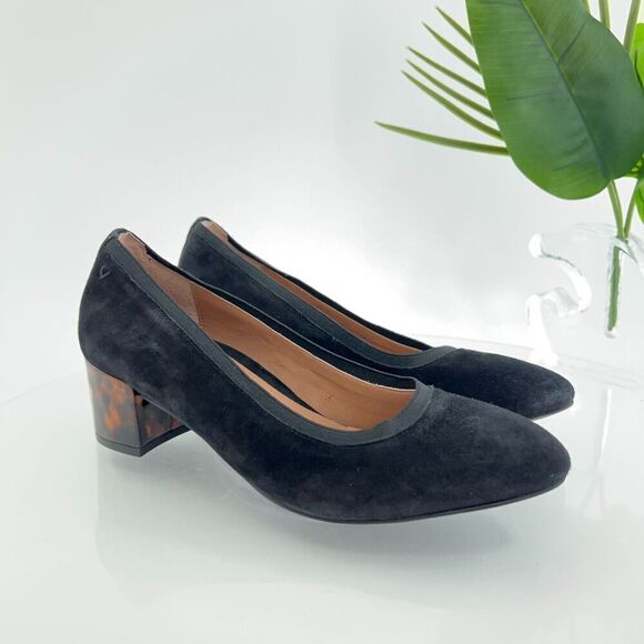 Vionic Womens Natalie Pump Size 8 Black Suede Tortoise Shell Heel Dress Shoe - Picture 2 of 16